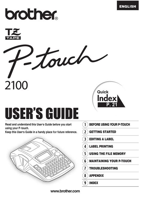 Store up to 9 labels for easy reprinting. . Brother p touch manual
